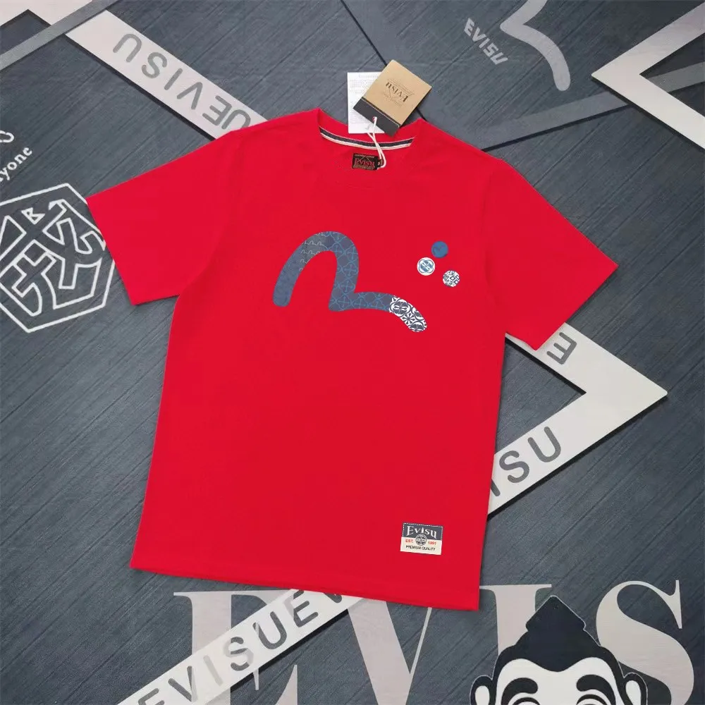 Evisu 2025New Arrival T ⚠ Quality⚠ Same Style T 。 ，Black S-XXL，White S-XXL，Gray M-XXL，Red S-XXL， Red M-XXL Blue M-XXL
